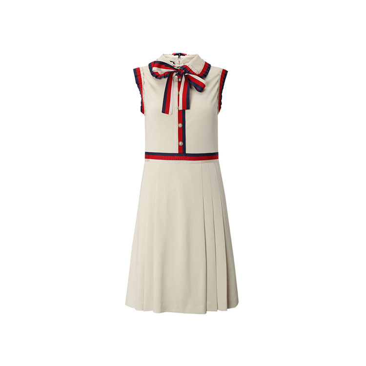 女士连衣裙】gucci(古驰)彩色印花粉领黑色长裙【正品 价格 图片】