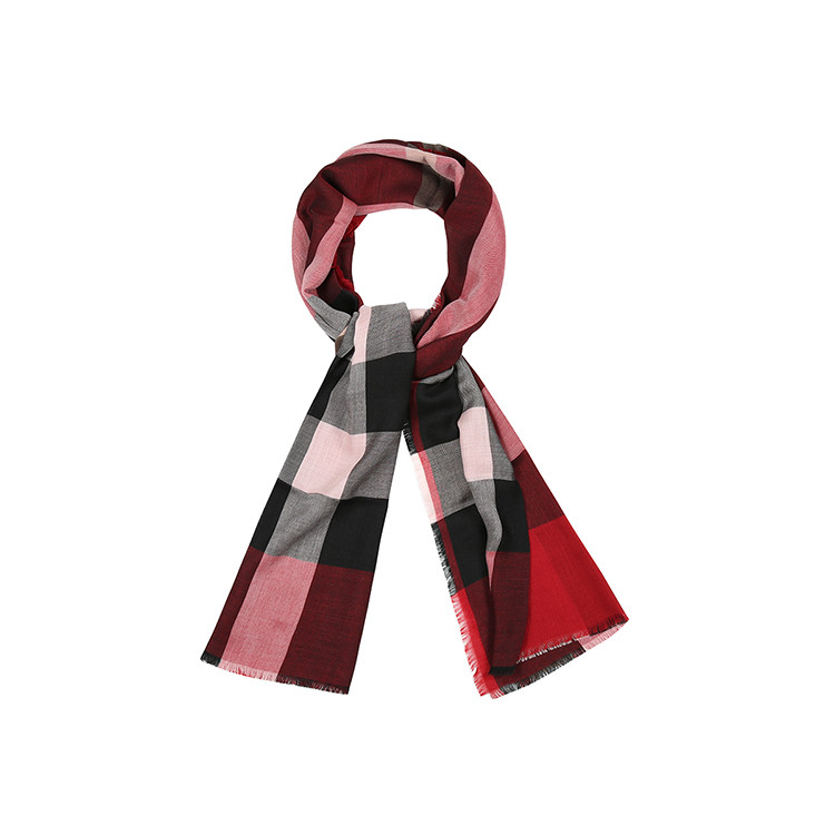 burberry/博柏利 经典格纹流苏女士山羊绒围巾 3994686 红色