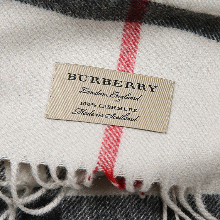 burberry/博柏利经典格纹英伦休闲山羊绒围巾 浅卡其