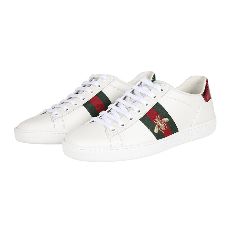 GUCCI 织带蜜蜂刺绣小白鞋 板鞋 431942A38