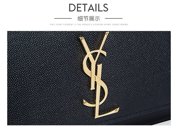 saint laurent paris/圣罗兰 女士黑色牛皮经典金属logo单肩斜挎包