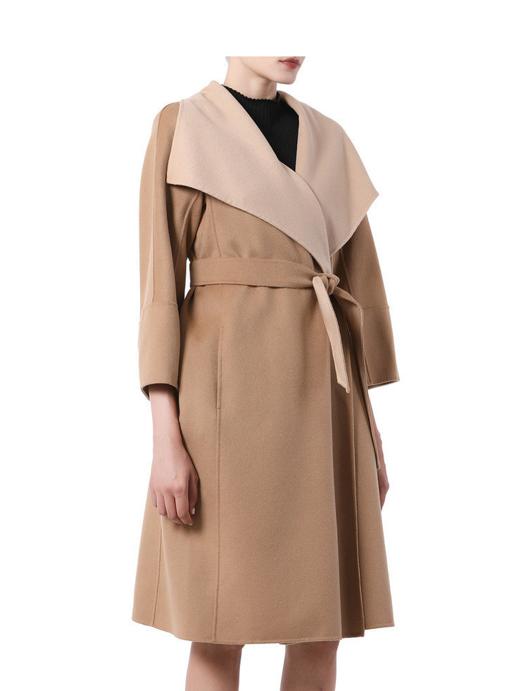 max mara studio/max mara studio bosso系列卡其色混纺时尚 女士大衣