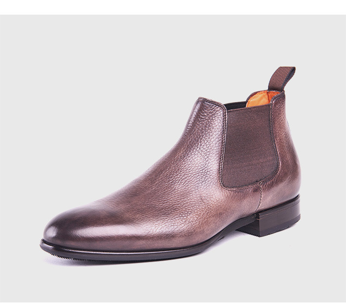 santoni/圣东尼 男士棕色牛皮时尚裸靴 mcke14282fl1idiq【正品 价格