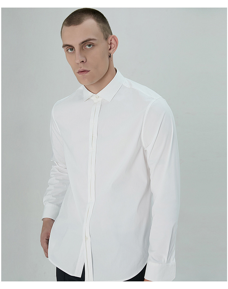 menwear】mattitude/mattitude男士长袖衬衫白色折叠门襟长袖衬衫