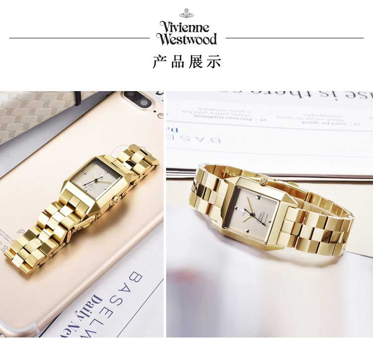 vivienne westwood/薇薇安威斯特伍德 简约时尚钢带方盘石英女士手表