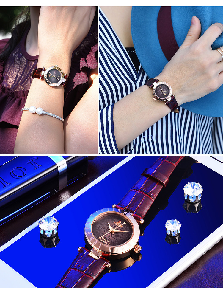 Vivienne Westwood/薇薇安威斯特伍德 圆盘土星镶刻石英女表