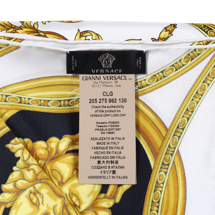 versace/范思哲 白色中性款100%桑蚕丝丝巾【官方授权】