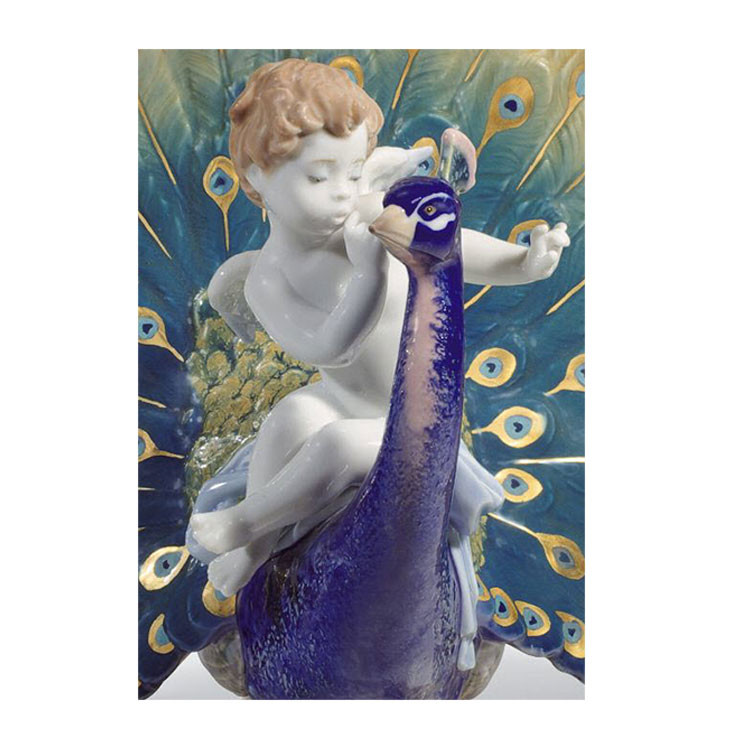 lladro/雅致 西班牙陶瓷艺术品 孔雀天使 家居装饰