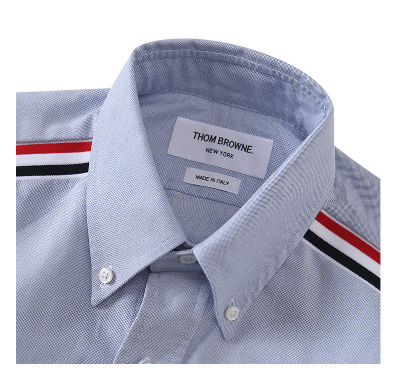 19春夏新品 thom browne/thom browne 经典条纹浅蓝全棉 男士长袖衬衫