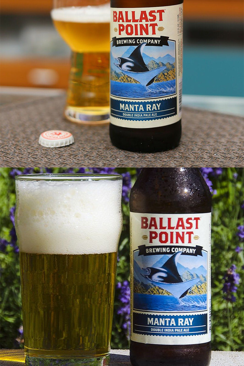美国进口精酿 巴乐丝平/岬角蝠鲼鱼双倍ipa啤酒 ballast point manta