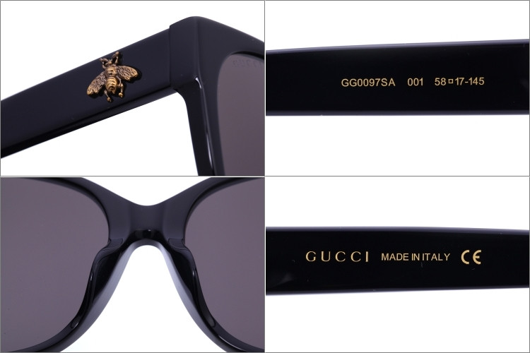 gucci/古驰圆框太阳镜gg0097sa小蜜蜂系列男女款时尚大框遮阳墨镜