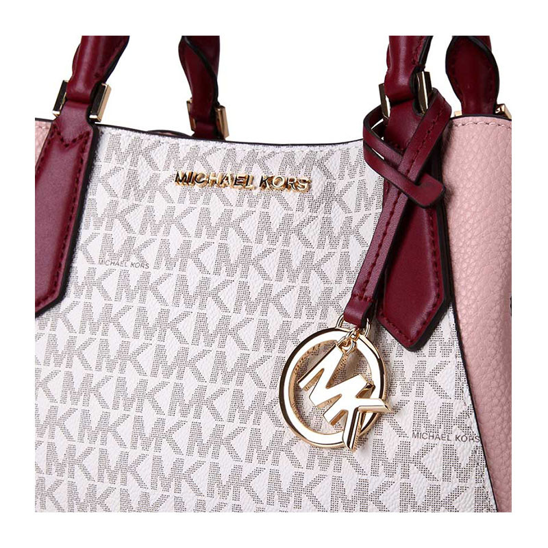 michaelkors/迈克·科尔斯mk女包kimberly系列白色拼色logo款皮质女士