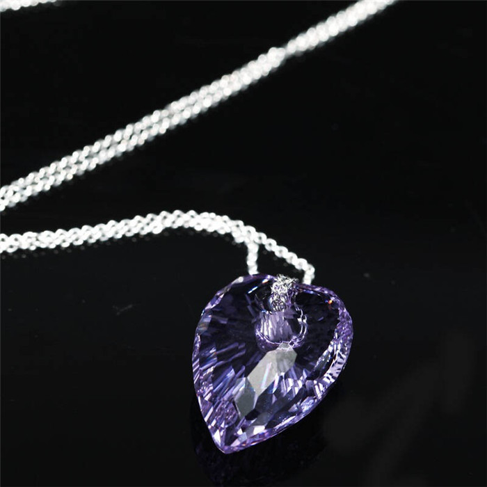 swarovski/施华洛世奇 透明紫色仿水晶心形项链 1076316