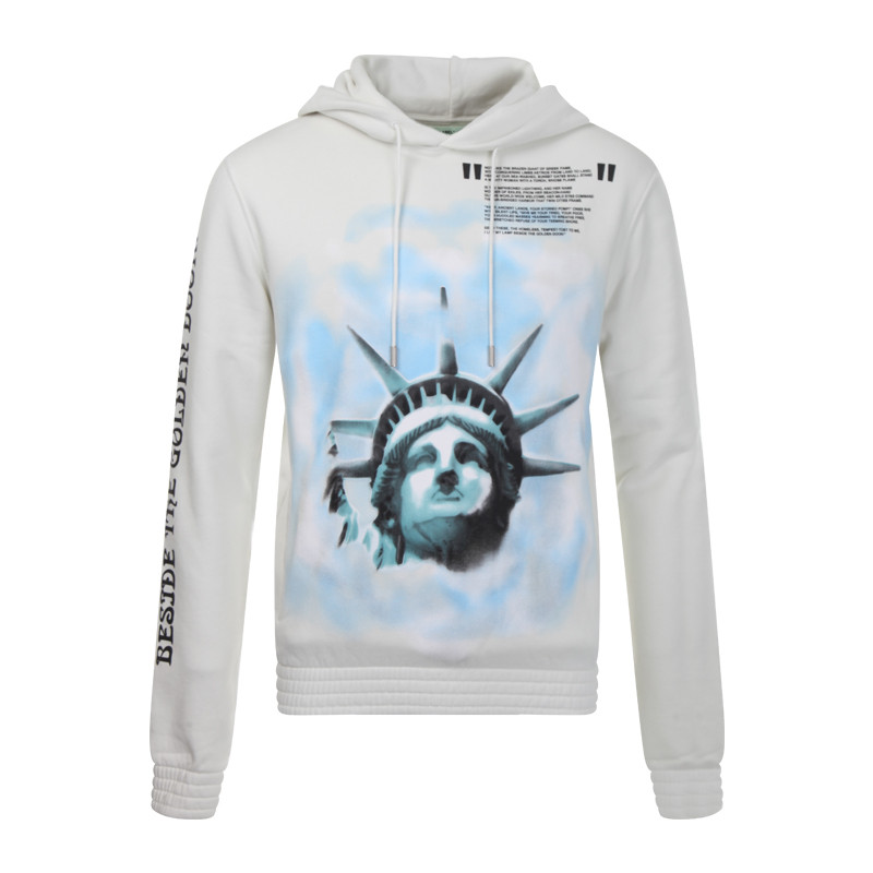 off-white/off-white 18秋冬 男女同款 自由女神头像印花连帽套头男