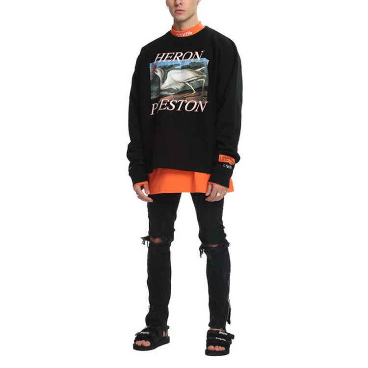 【10 corso como】heron preston/heron preston黑色仙鹤印花男士长袖