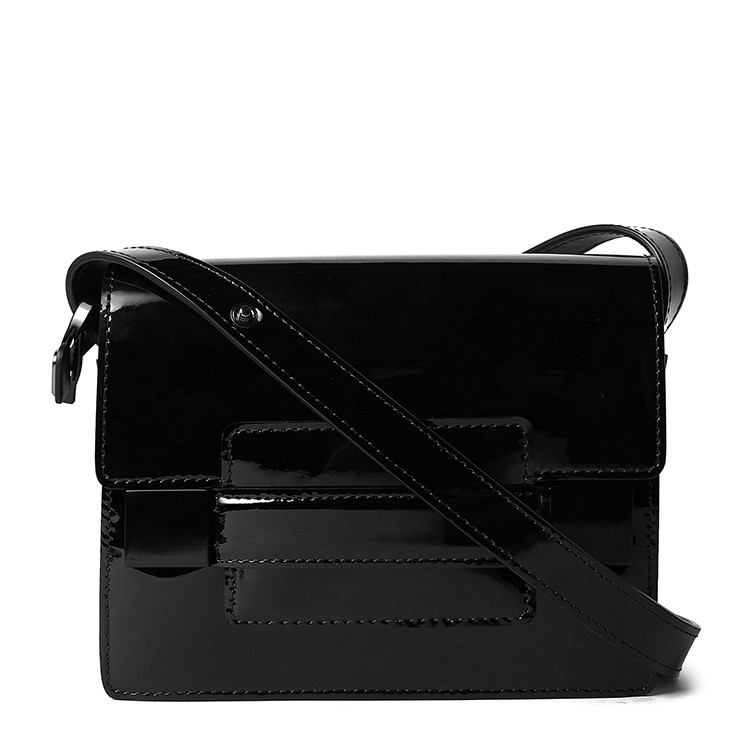 delvaux/delvaux madame系列 女士黑色亮面牛皮小号斜跨肩背包/3224
