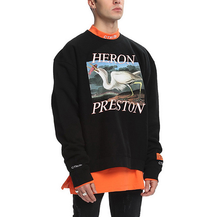 【10 corso como】heron preston/heron preston黑色仙鹤印花男士长袖