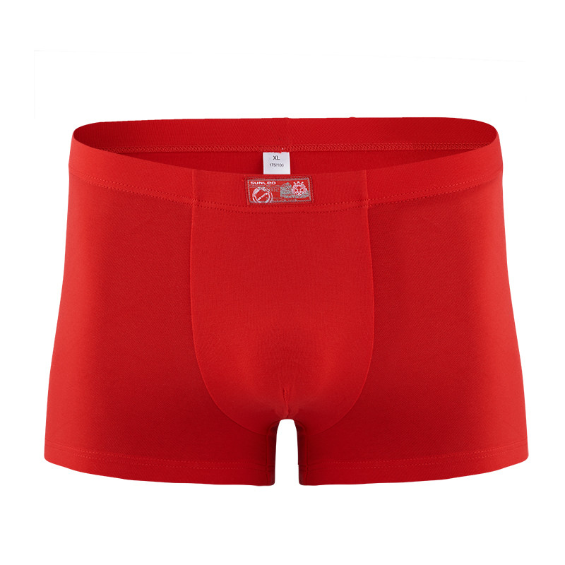 SUNLEO/圣力欧男士内衣-棉质大红色鸿运内裤-男士平角内裤