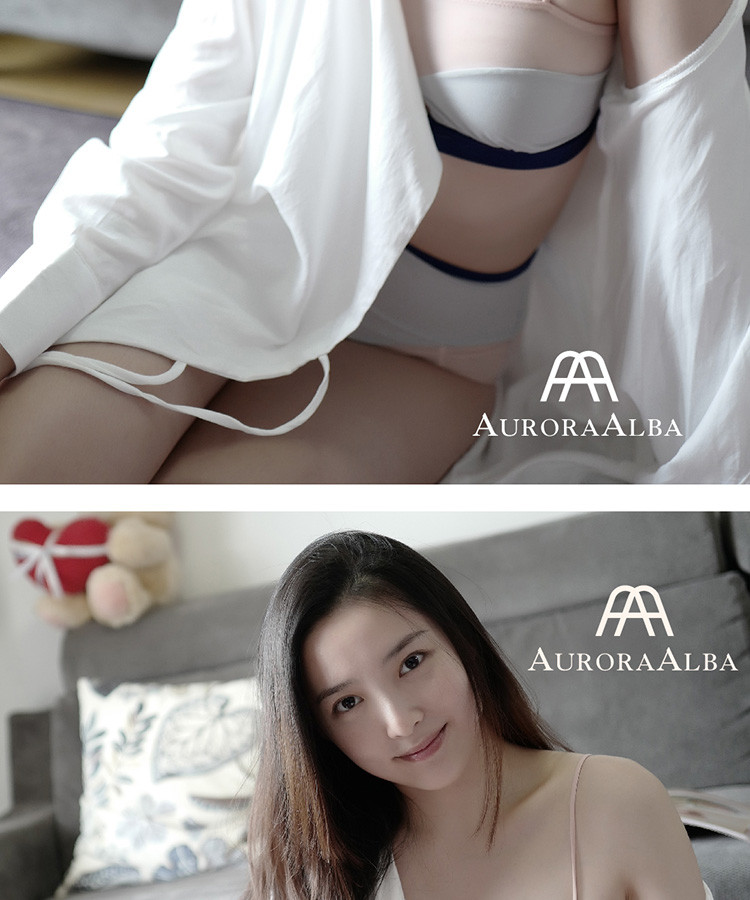 【DesignerWomenwear】AURORAALBA/AuroraAlba女士文胸裸粉网纱拼接灰色随型裁镂空方扣抹胸式内衣文胸（下单后，预计4-6天发货）