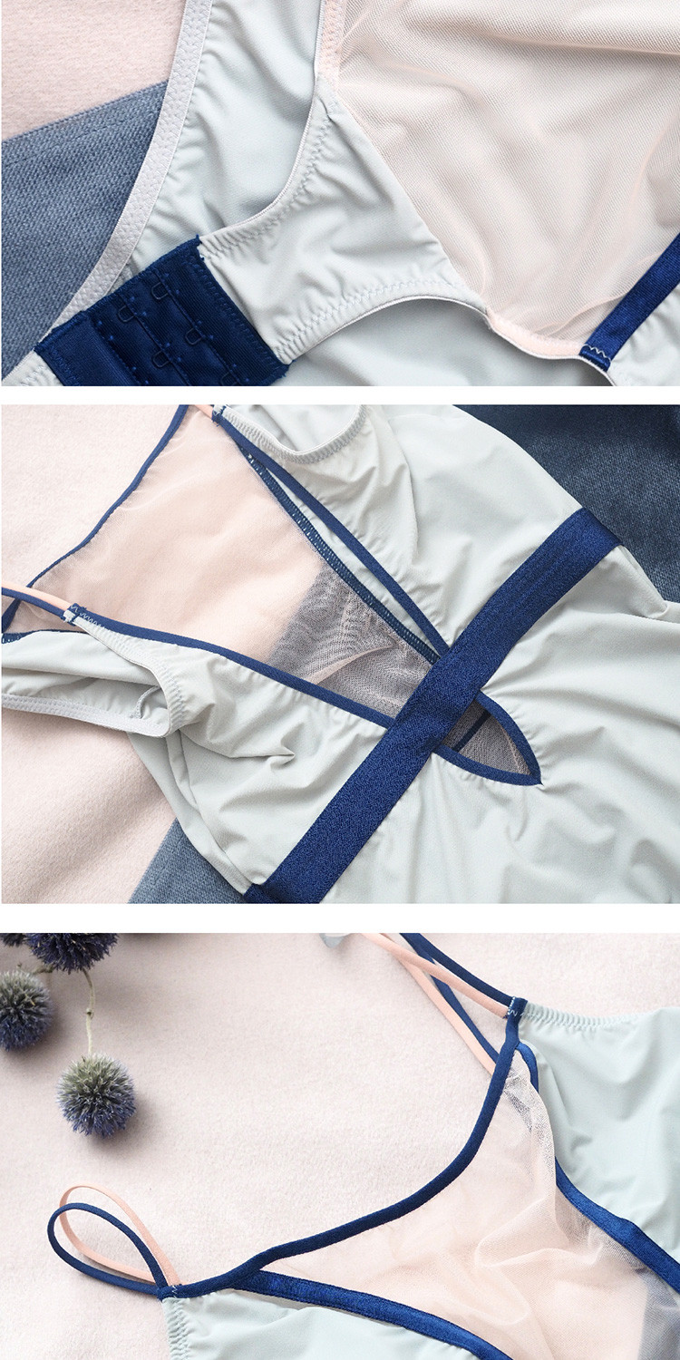 【DesignerWomenwear】AURORAALBA/AuroraAlba女士内衣套装裸粉网纱拼接灰色随型裁连体衣