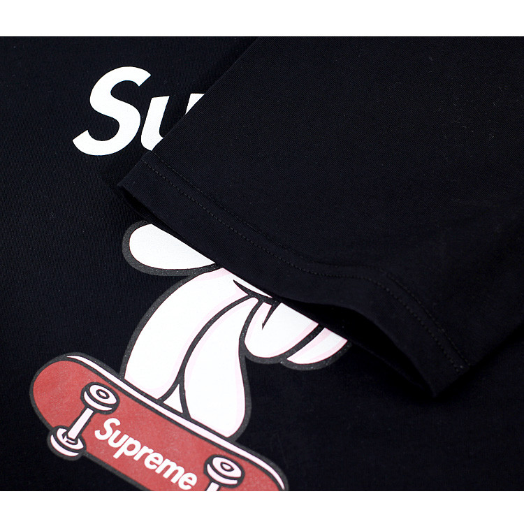 supremespain/supremespain春夏潮流logo明星款 修身版 圆领纯棉 黑色