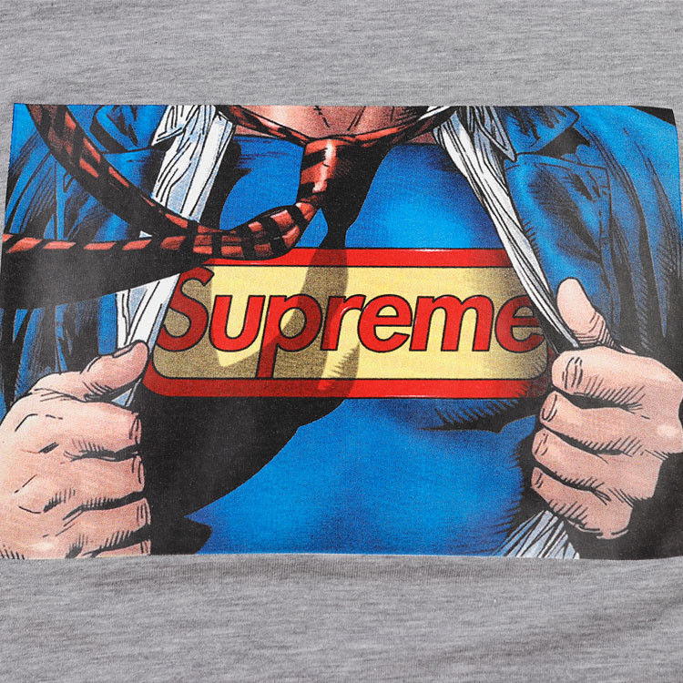 supreme/supreme潮流logo明星款修身版圆领纯棉灰色情侣款男士短袖t恤