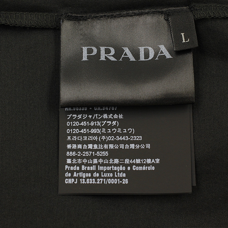 prada/普拉达黑标经典净版简约休闲风圆领纯棉黑色优雅