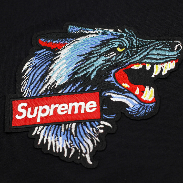supreme logo 黑白,supremelogo黑白 supreme spain/supreme spain18秋冬潮流logo明星经典款纯棉黑色刺绣