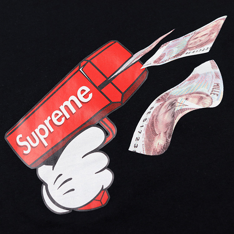 supreme spain/supreme spain潮流logo 明星款 修身版 圆领纯棉 黑色