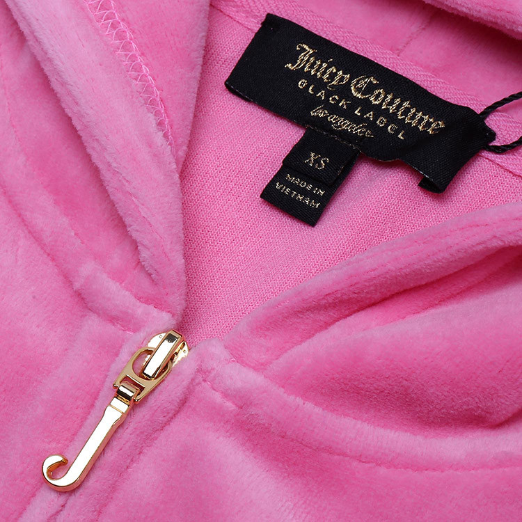 【预售】juicy couture/橘滋秋冬粉色天鹅绒丝绒经典logo女士夹克jc