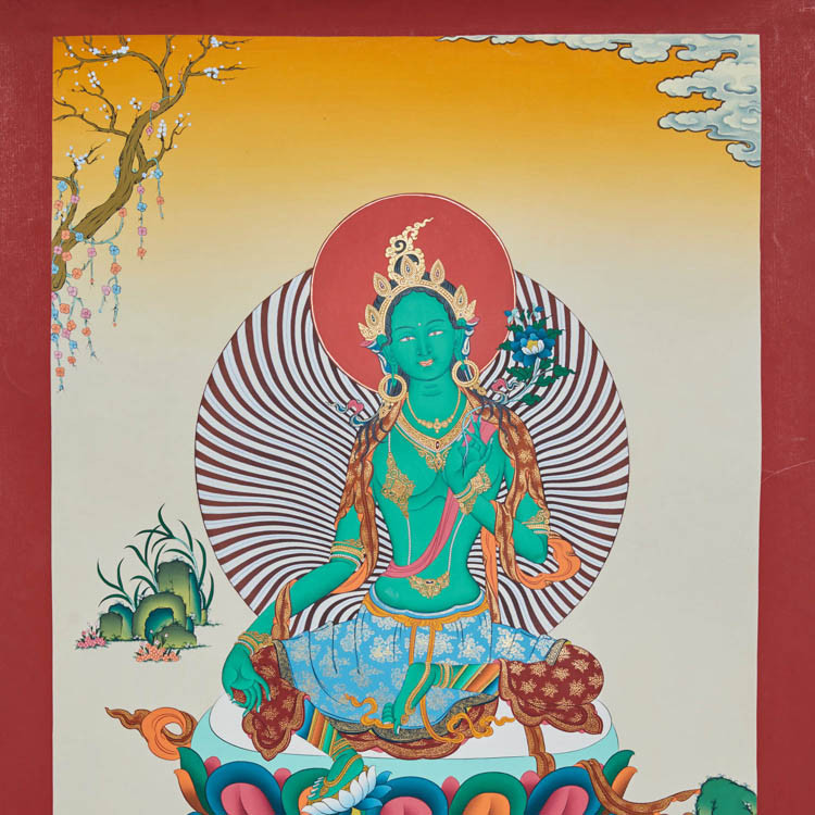 jinxuanzi/金玄紫 绿度母 (唐卡)供奉观想型