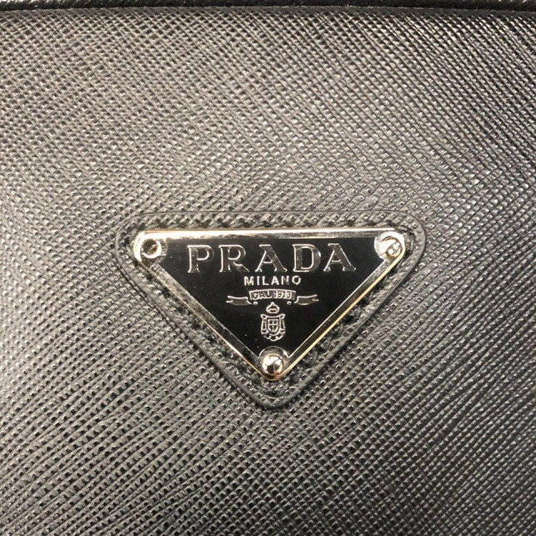 【瑕疵折扣】prada/普拉达男士黑色牛皮手提包可斜跨2ve8919z2f0002