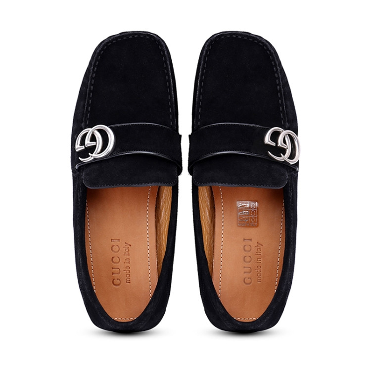 gucci/古驰牛皮材质双glogo装饰男士乐福鞋 断码