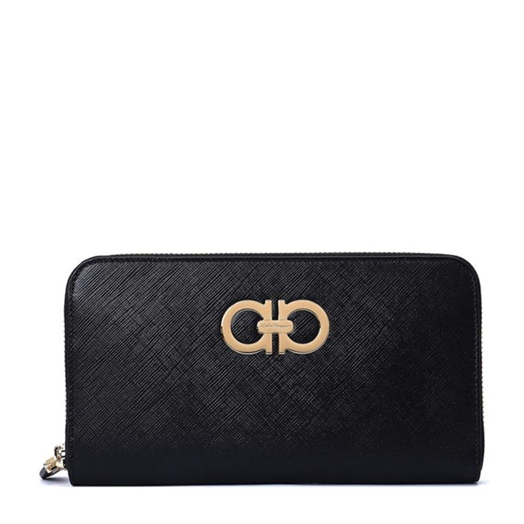 salvatore ferragamo/菲拉格慕-牛皮材质金属logo装饰女士长款钱包