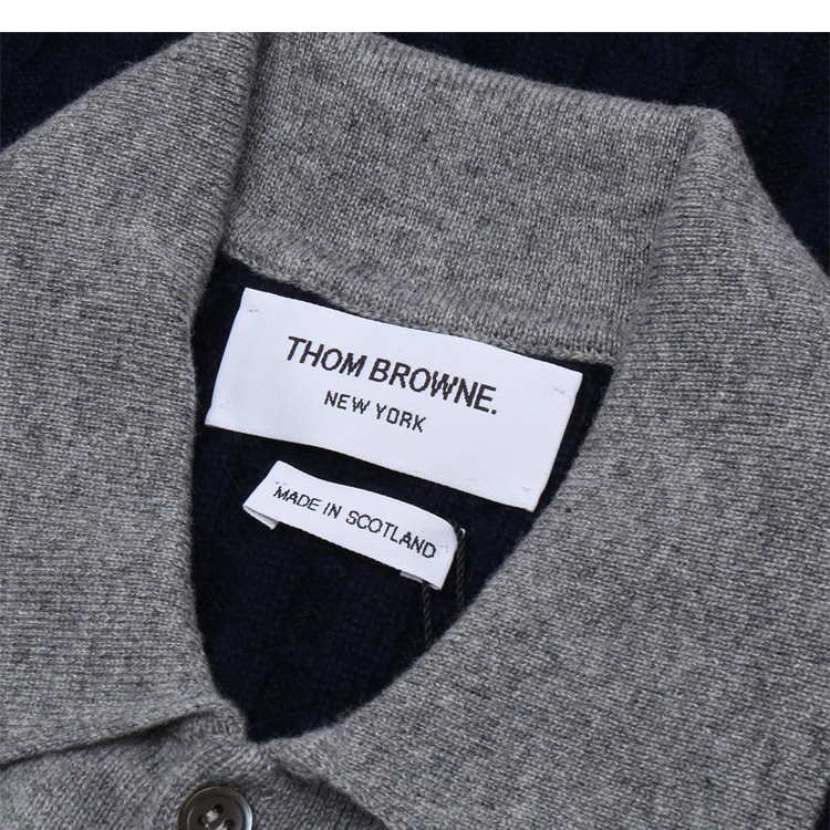 thombrowne/thombrowne纯羊绒拼色设计男士针织衫/毛衣