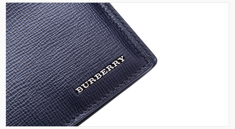 burberry/博柏利london系列牛皮革材质纯色金属logo装饰男士短款钱包