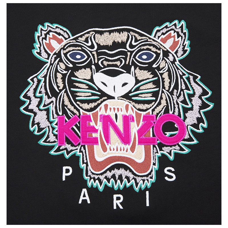 kenzo/高田贤三刺绣虎头图案装饰纯棉长袖女士连衣裙