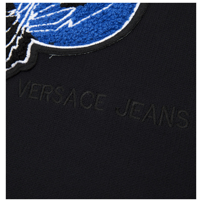 versace jeans/范思哲牛仔-刺绣虎头&logo字母装饰&撞色棉混纺套头