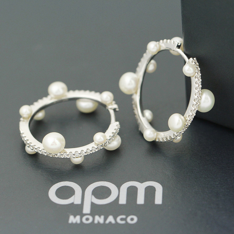 apm monaco/apm monaco新款saturne环形土星珍珠耳环女 ae11278xpl