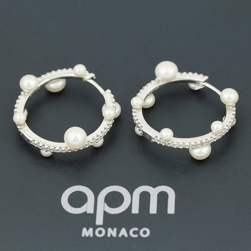 apm monaco/apm monaco新款saturne环形土星珍珠耳环女 ae11278xpl