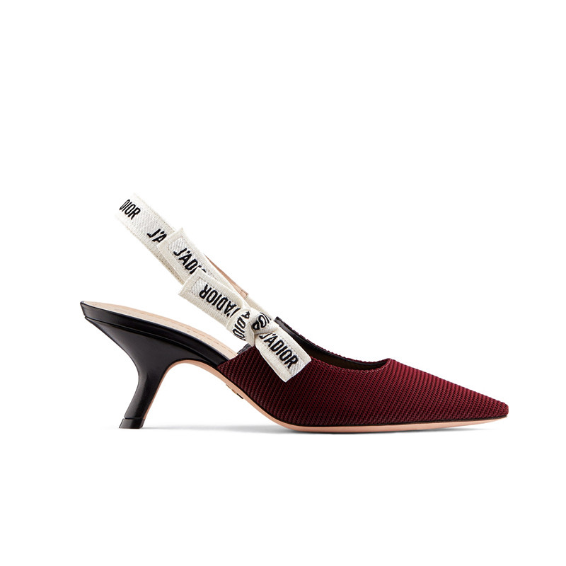 【包税】dior/迪奥 19秋冬女士新款酒红色技术面料的j"adior缎带中跟