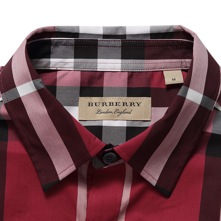 burberry/博柏利 红色经典格子休闲男士短袖衬衫 4042625