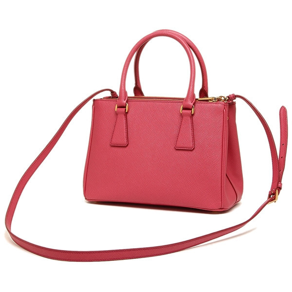 prada/普拉达galleria系列女士皮质深蓝,玫红色牛皮中号杀手包手提包