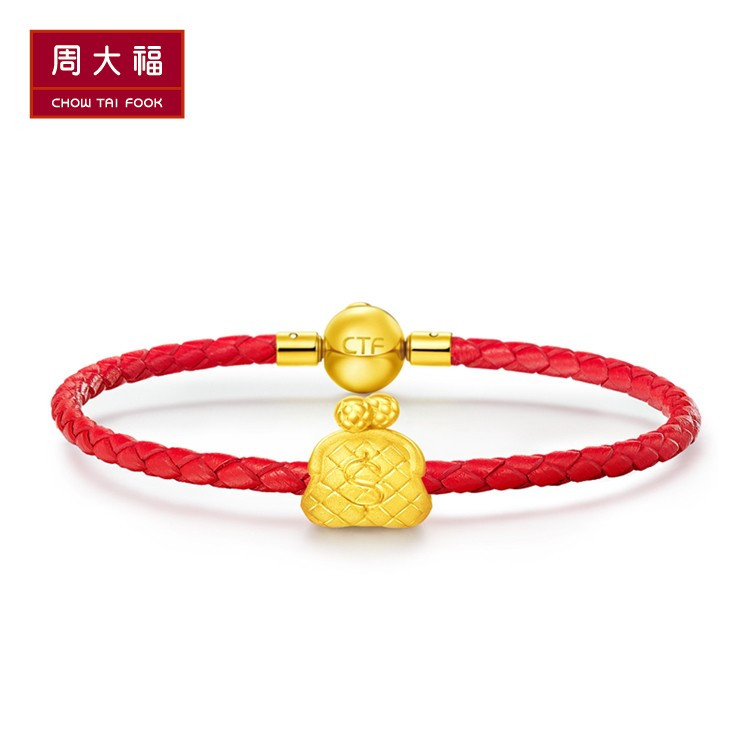 chow tai fook/周大福 迷你钱包路路通转运珠足金黄金吊坠 预售 r2