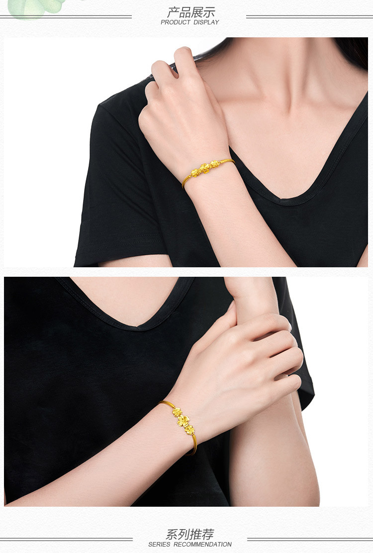 chow tai fook/周大福 预售 花月佳期足金黄金手镯f203920