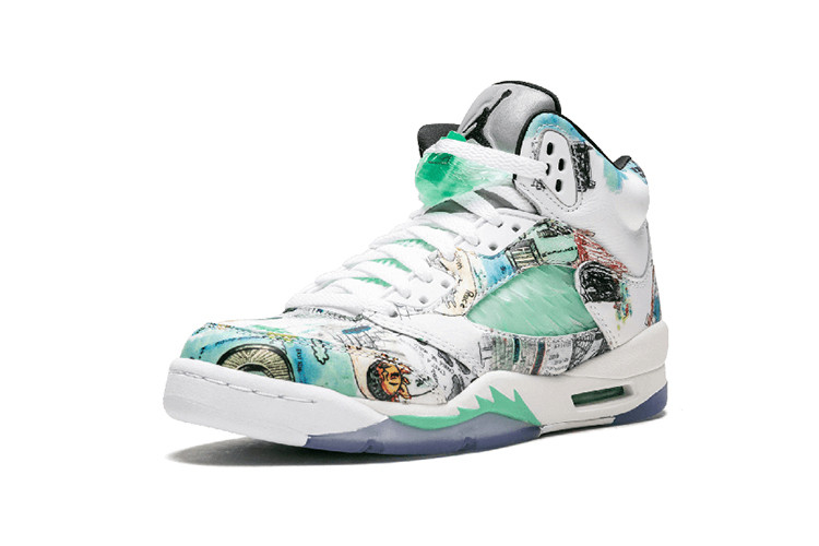 耐克nike 限量款 aj5 情侣鞋翅膀涂鸦 nike air jordan5 wings 夜光