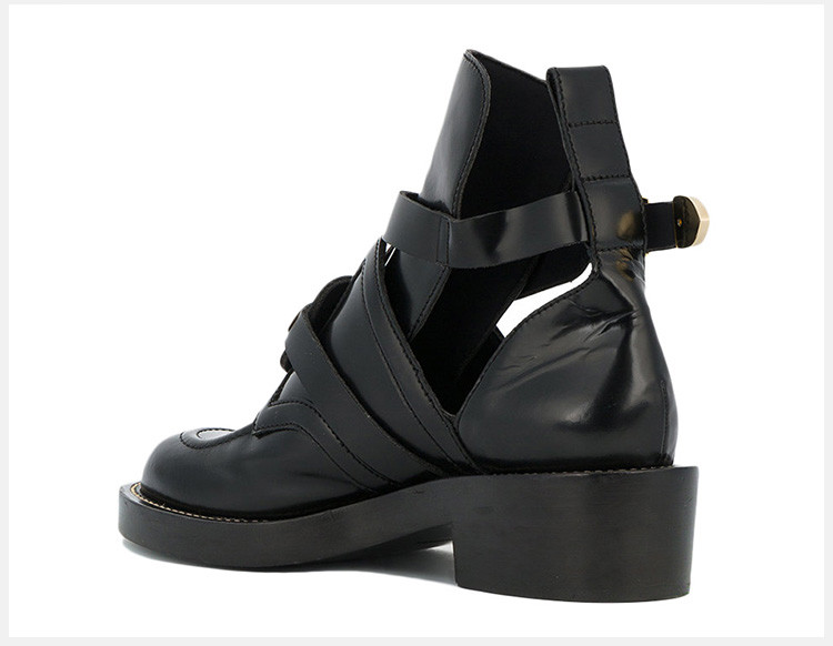 国内现货】balenciaga/巴黎世家 女士黑色牛皮时尚低跟卡带皮鞋