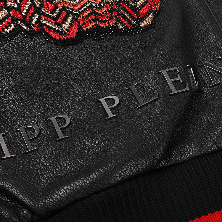 philippplein/菲利普·普兰男士黑色皮衣hm222564ppsrm068