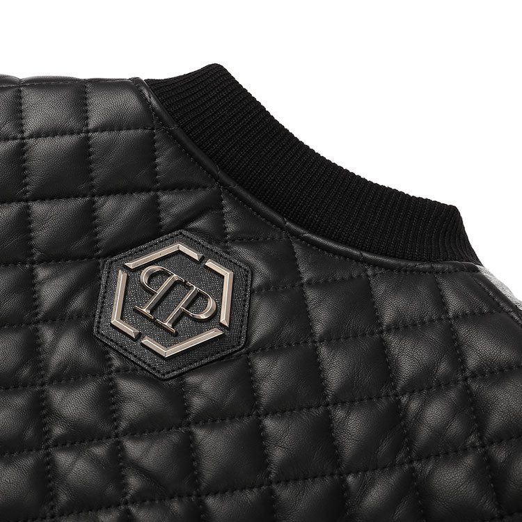 philippplein/菲利普·普兰男士黑色皮衣mlb0155ppqrm042