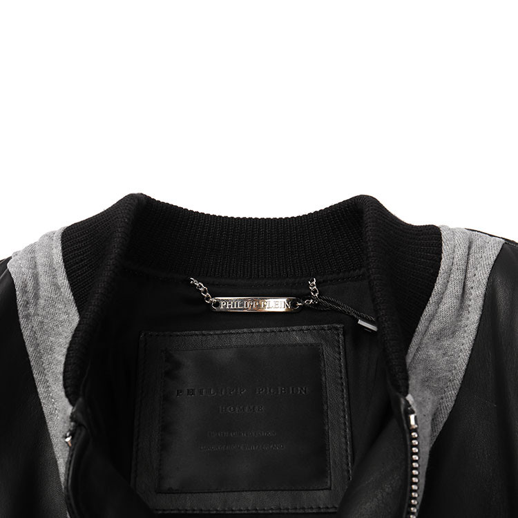 philippplein/菲利普·普兰男士黑色皮衣mlb0155ppqrm042